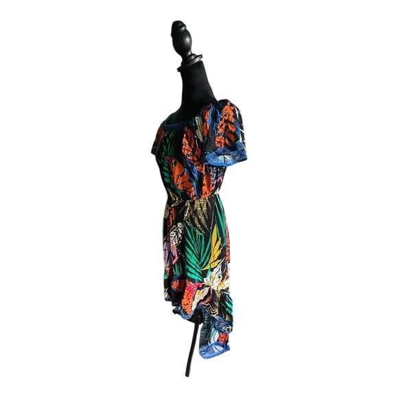 Flying Tomato Off-the-Shoulder Ruffle High-Low Tropical Print Dress – Size M - Picture 10 of 15